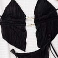 thumbnail image 7 of Aobny Bathing Suits Backless Textured Womens Swimsuits Halter Crop-Top Bikinis V-Strings Black Swim Suits for Women,M, 7 of 7