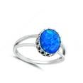 thumbnail image 4 of CHOOSE YOUR COLOR Blue Simulated Opal Oval Basket Net Set Ring .925 Sterling Silver Band CZ Female Size 5, 4 of 4