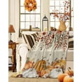 thumbnail image 2 of Fleece Blanket Retro Thanksgiving Pumpkin Blankets, Soft Cozy Warm Flannel Throw Blanket, Eucalyptus Leaves Flowers Blanket for Bed Couch Sofa,30x40In, 2 of 7
