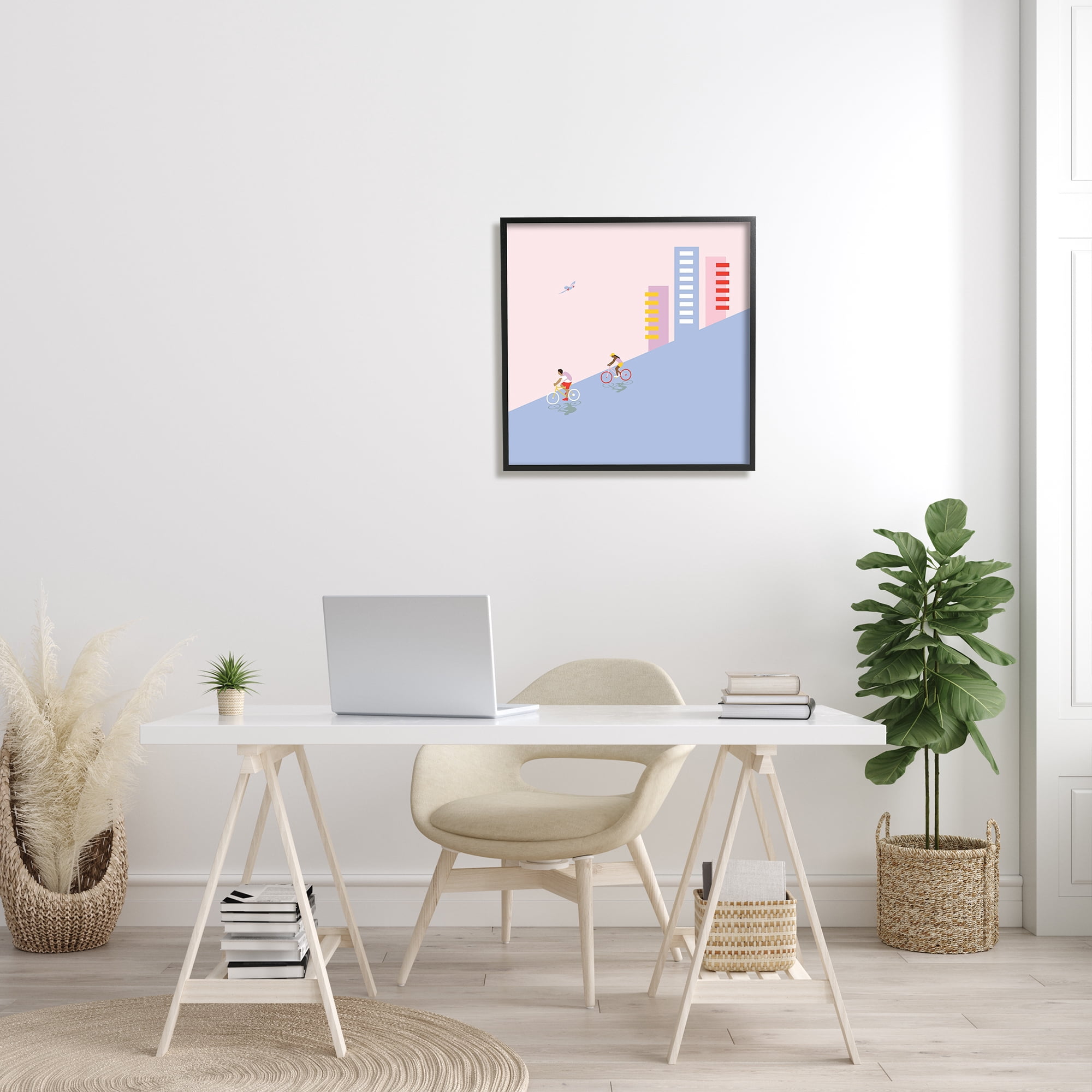 Stupell Industries Downhill Bike Ride Tropical Bird Modern Cityscape, 24 x 24, Designed by Make Much Studios