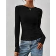 thumbnail image 5 of FreshPretty Womens Tops Dressy Casual Workout Outfits Fall Long Sleeve Shirts Boat Neck Ruched Bodycon Going Out Top, 5 of 10