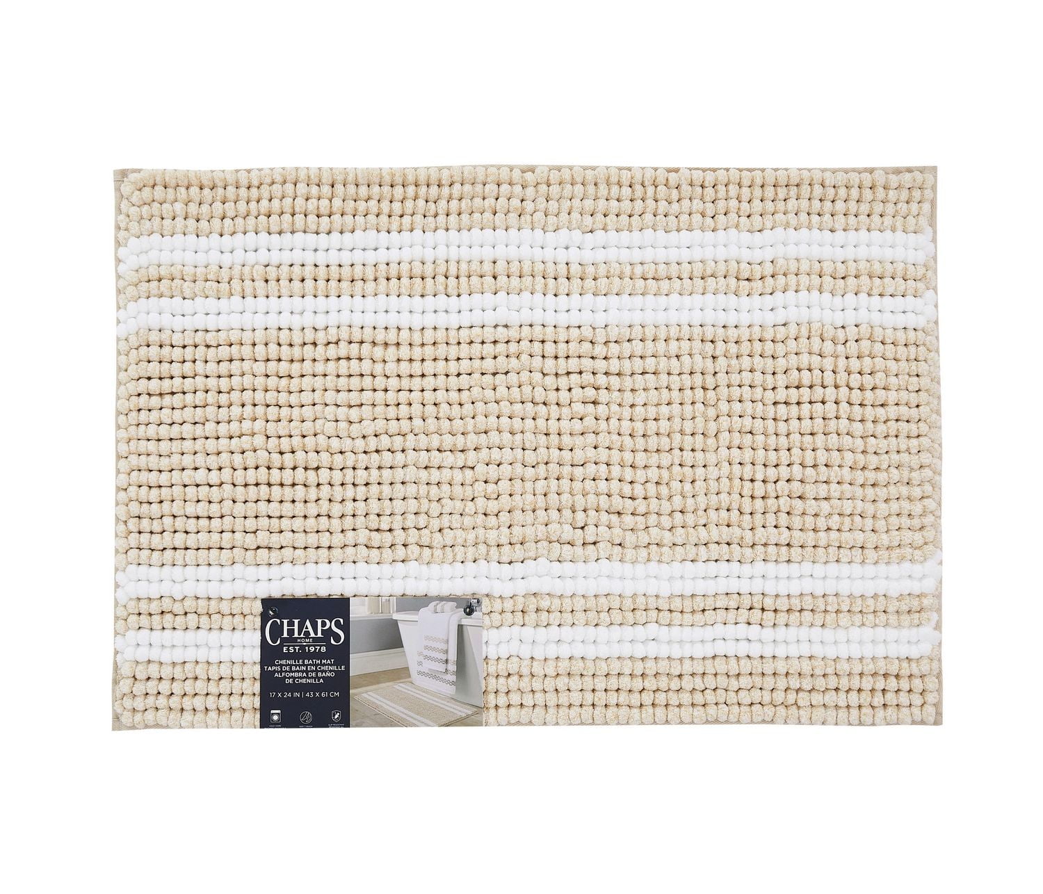 Chaps Luxury Bath Rug - Plush Comfort for Stylish Bathrooms, Tan, 17" x 24"