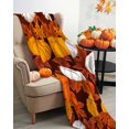thumbnail image 3 of Orange Yellow White Pumpkin Flannel Blanket for Bed,Travel and Camping, Fall Maple Leaves Super Soft Cozy Blanket for All Seasons 40"x50", 3 of 6