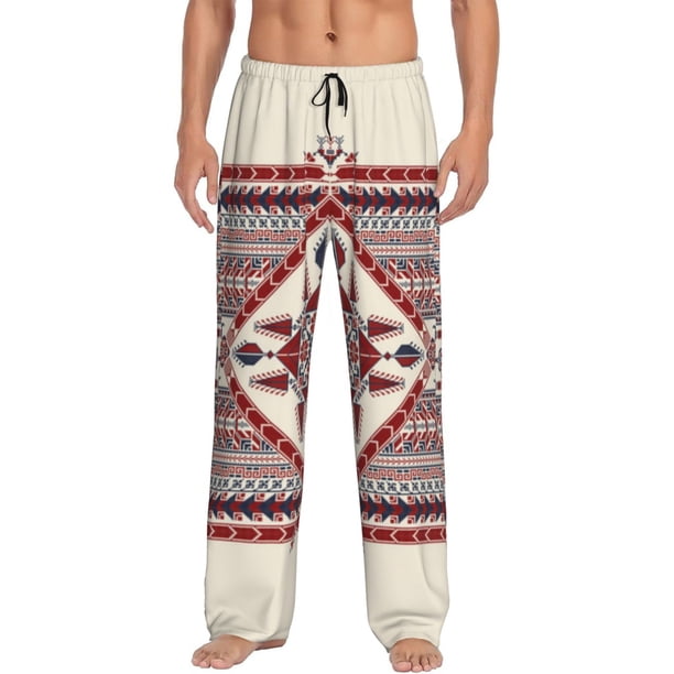 Balery Fashion Tatreez Pantalones de pijama para hombre, pijama ultraligero, pantalón de descanso-Medium