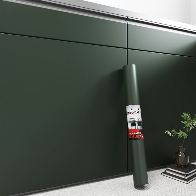 Papel pintado Decotalk Peel and Stick, vinilo verde oscuro, 12 x 400 cm