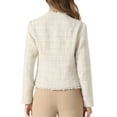 thumbnail image 3 of INSPIRE CHIC Plaid Tweed Blazer for Women's Long Sleeve Open Front Work Office Jacket XS Beige, 3 of 6