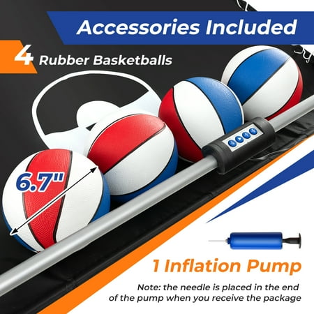 Costway - Dual Shot Basketball Arcade Game with 8 Game Modes Electronic Scoring - Blue