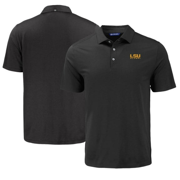 Men's Cutter & Buck Black LSU Tigers Coastline Epic Comfort Eco Recycled Polo