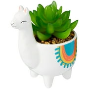 Way to Celebrate Mother's Day White Ceramic Llama Succulent Planter