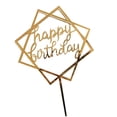 thumbnail image 1 of Square Happy Birthday Cake Topper Acrylic Insert Cake Card DIY Glitter Cupcake Smash Candle Stick, 1 of 9