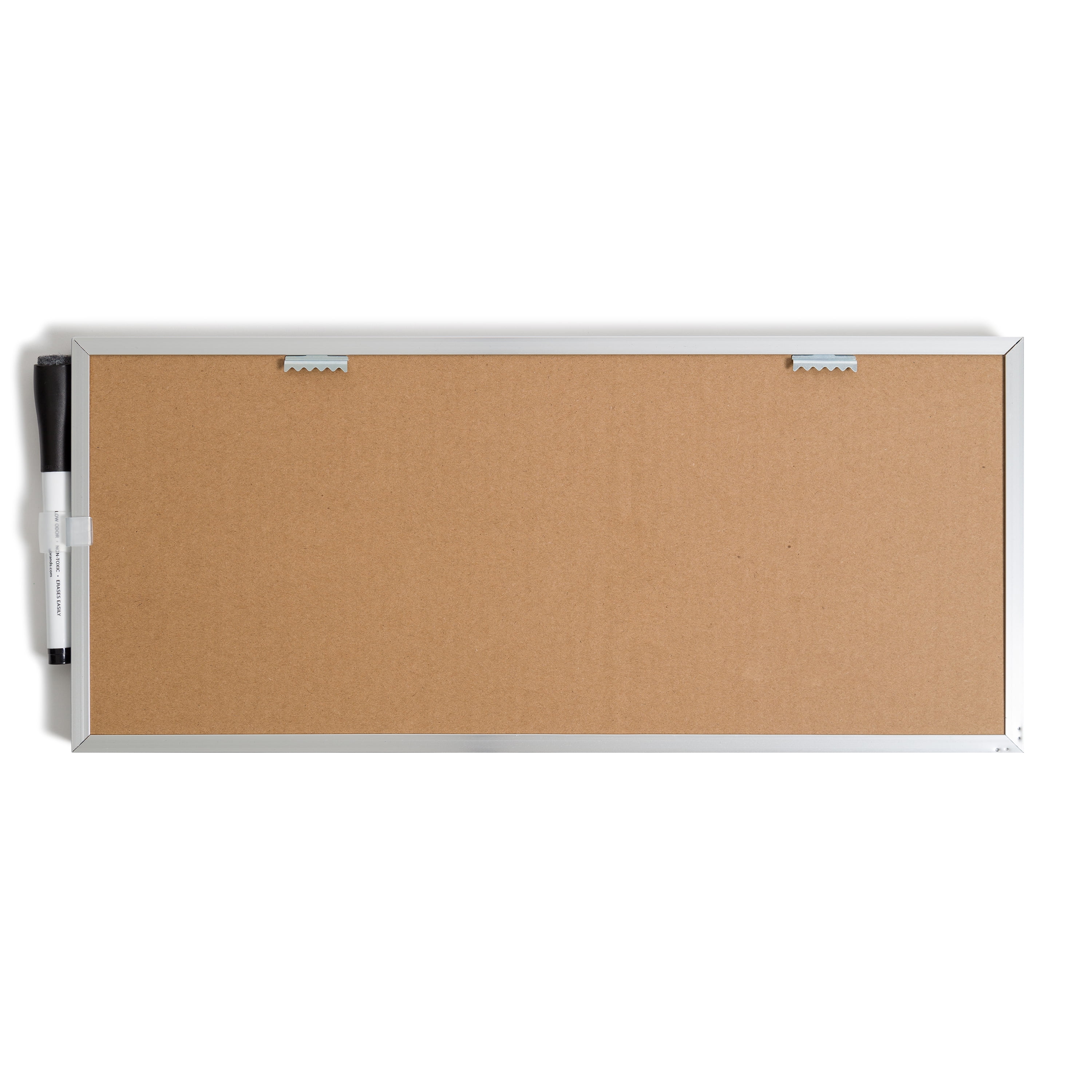 U Brands Weekly Calendar Whiteboard Cork Board Combo, 7" x 16", Silver Frame, White