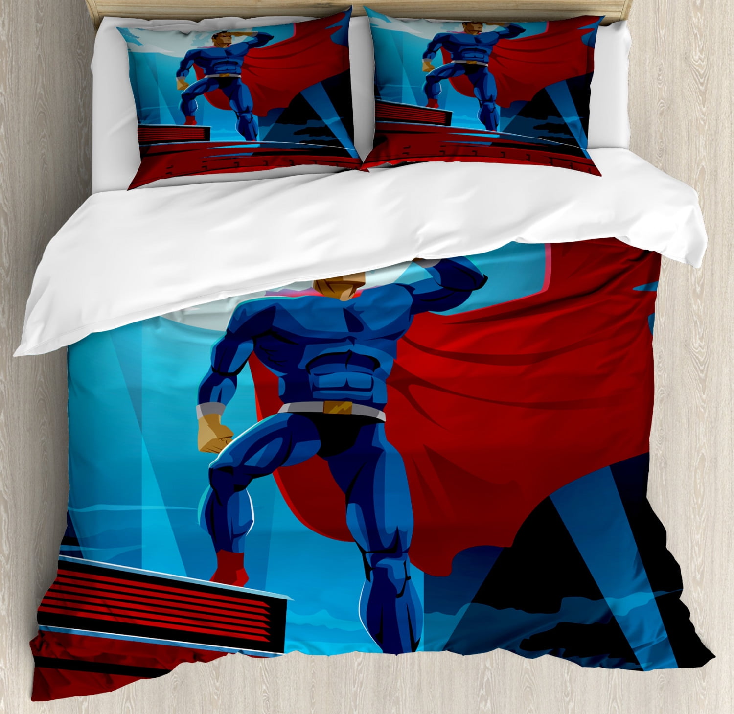 Superhero Duvet Cover Set, Retro Cartoon Character Hero ...