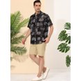thumbnail image 4 of Lars Amadeus Camisa geométrica para hombre con botones, mangas cortas, camisas informales de verano Negro gris M Unique Bargains Camisas, 4 of 6