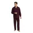 thumbnail image 4 of GLOBAL Men's Pajamas Sets 100% Cotton Flannel Sleepwear Long-Sleeve Top & Bottom Loungewear Burgundy Plaid XL, 4 of 7