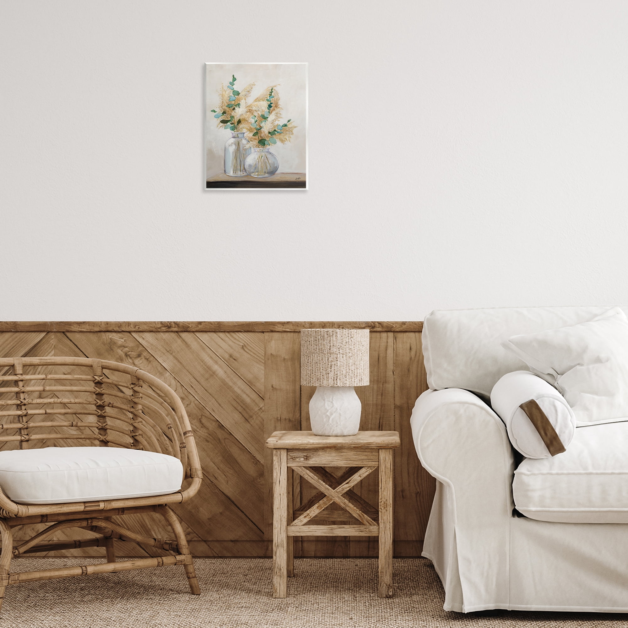 Stupell Industries Pampas & Herbs Vase Botanical & Floral Painting Unframed Art Print Wall Art, 11 x 14