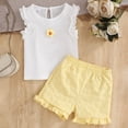 thumbnail image 2 of Linfrsh Summer Outfits for Toddler Girls Toddler Girl Clothes Layered Ruffle Top Floral Shorts Cute Toddler Girls Summer Outfits 2Pcs Clothing Set(White,3-4 Years), 2 of 9