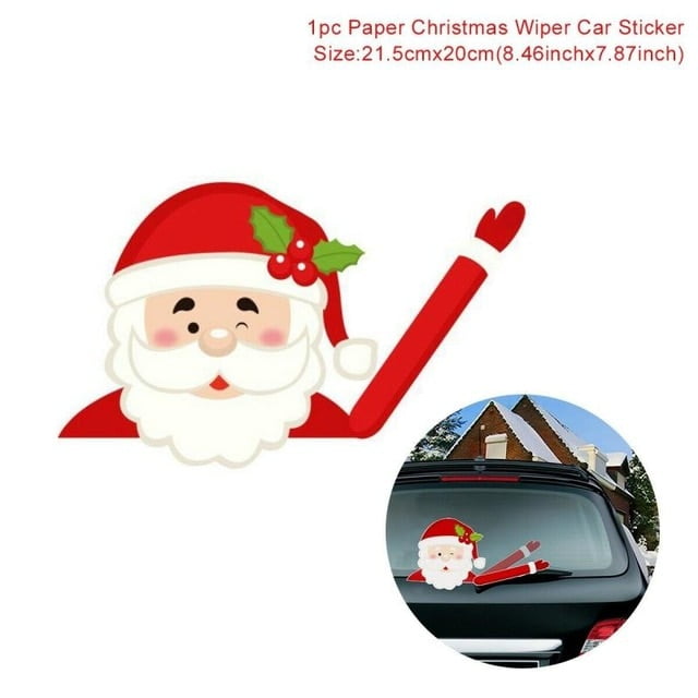 2 Autocollants De Noël Pour Voiture - Père Noël Et Renne - Imperméables En PVC - Pour Pare-brise, Vitres