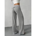 thumbnail image 5 of Women’s Knit Straight-Leg Pants, Soft Stretch Casual Trousers, Lightweight Striped or Solid Lounge Bottoms, High-Waist Relaxed Fit Pants for Daily Wear & Travel, 5 of 6