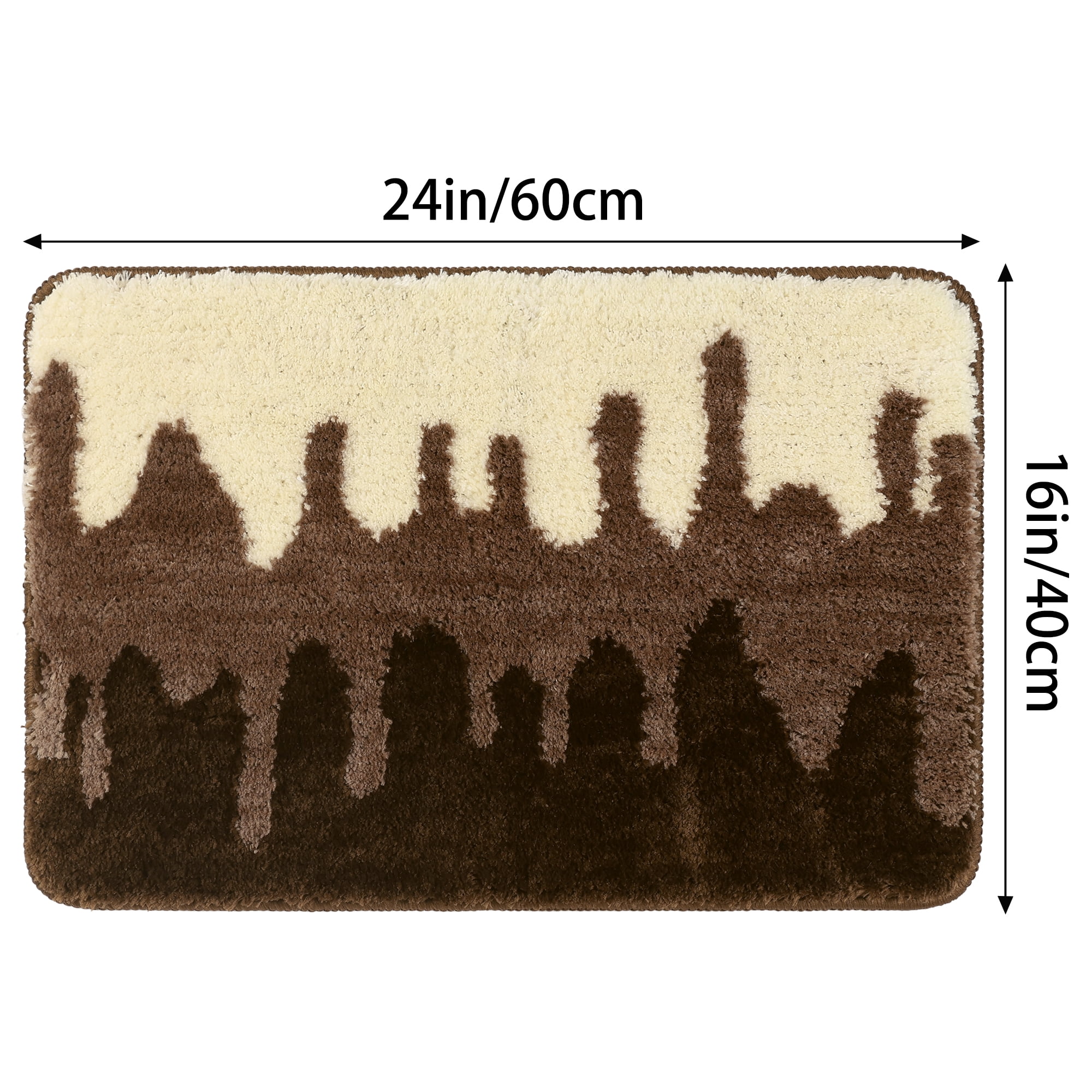 Unique Bargains Extra Soft and Absorbent Bath Rugs Non-Slip Plush Shaggy Bathroom Rug Brown 16" x 24"