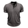 thumbnail image 2 of Mens Henley Shirts Short Sleeve Casual Button T-Shirts Basic Tee Shirts Summer Vintage T Shirts, 2 of 6