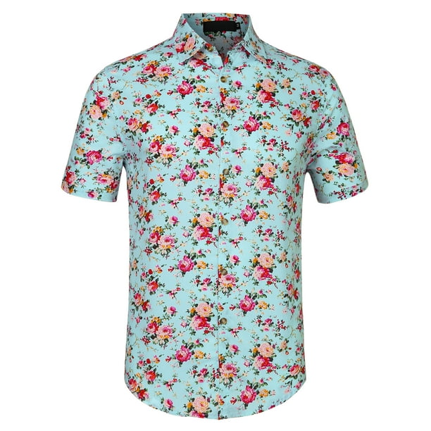 CamiHawaiaDe PlaEstampado Floral Con Botones ManCorCamiDe Verano PaHombres Men60