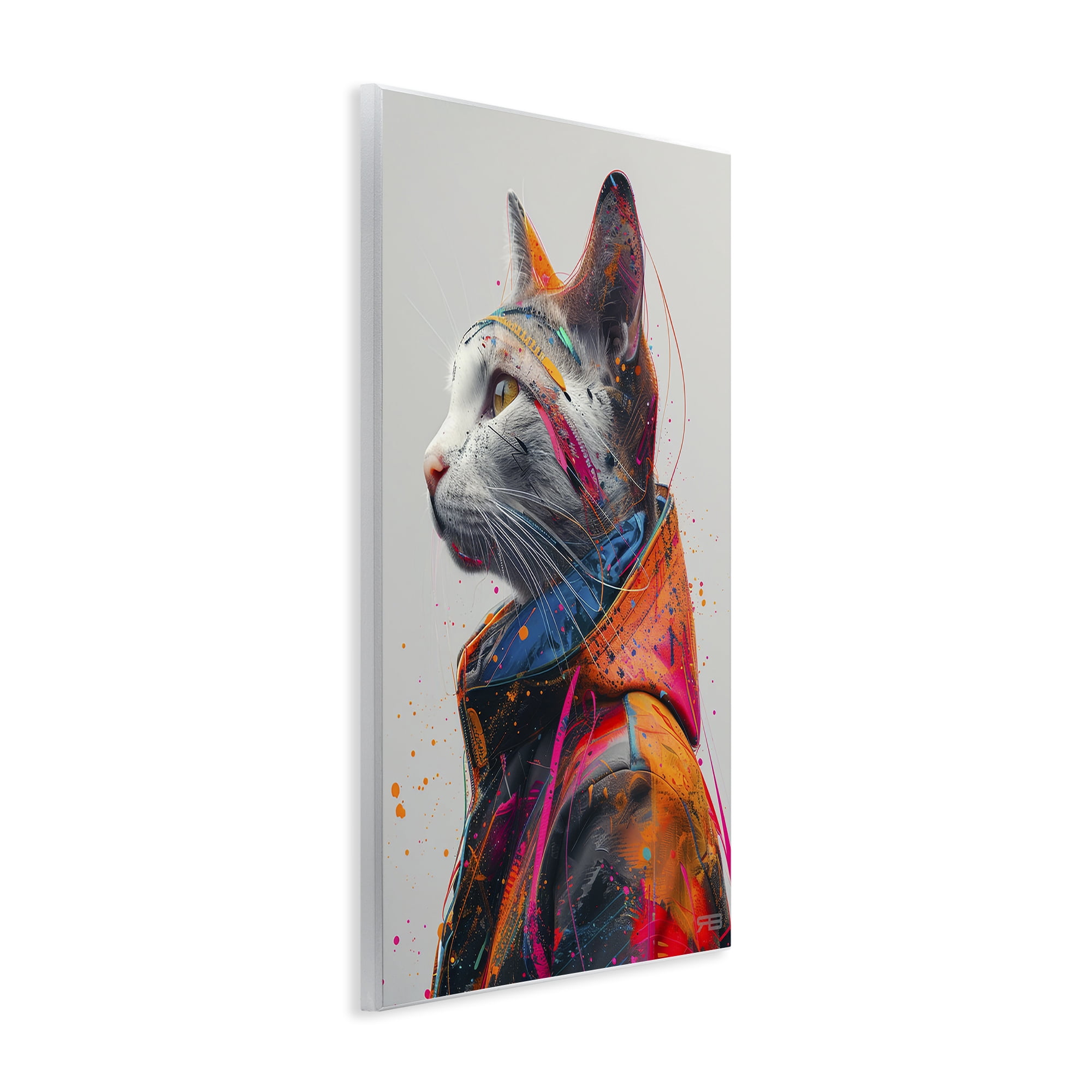 Stupell Industries Paint Splatter Cat Animals & Insects Painting Unframed Art Print Wall Art, 10 x 15