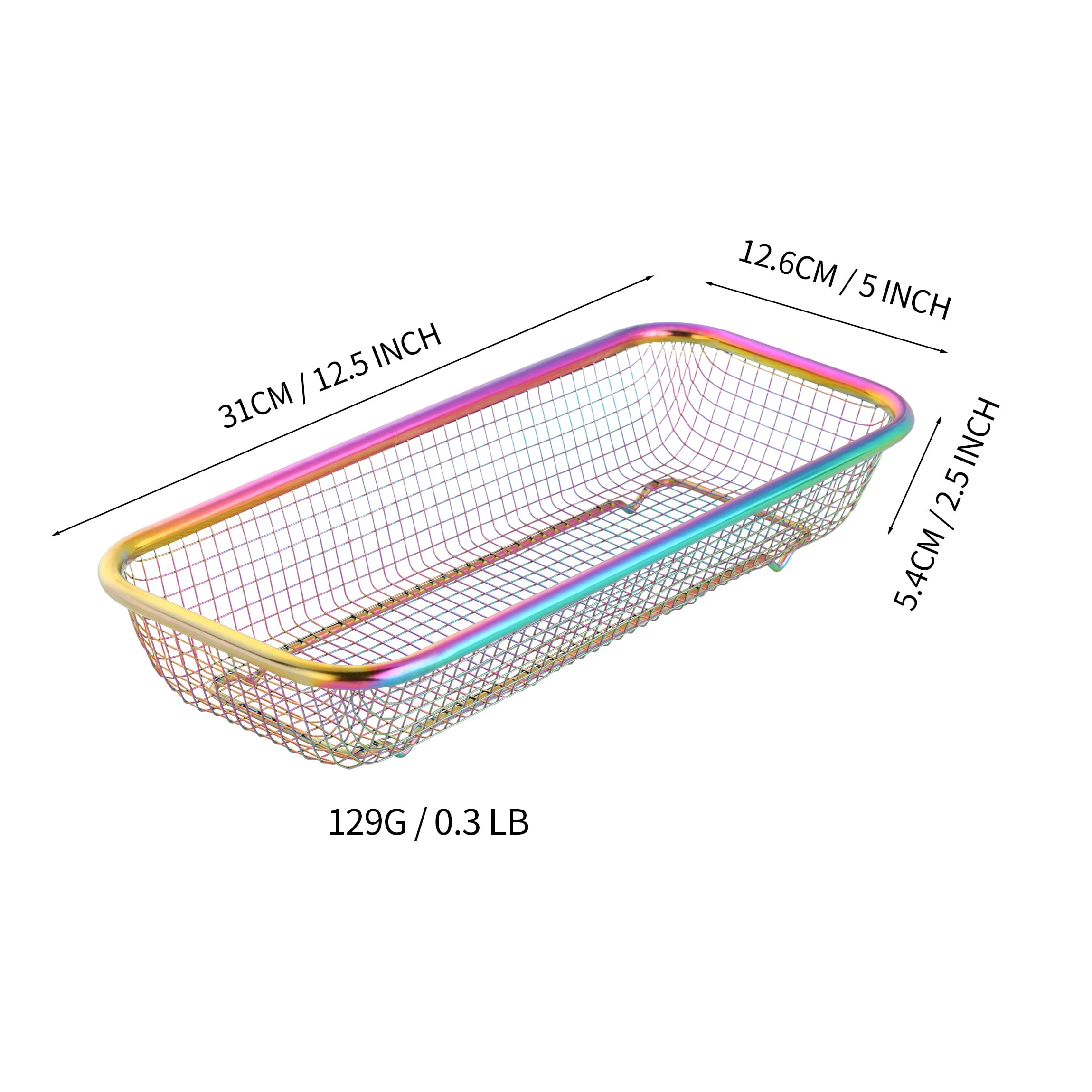 Buyer Star Silverware Drawer Organizer, Rainbow Mesh Kitchen Drawer Organizers, Iridescent Stackable Storage Basket Metal Utensil Holder for Flatware, 12.5"x5"x2.5", Pack of 4