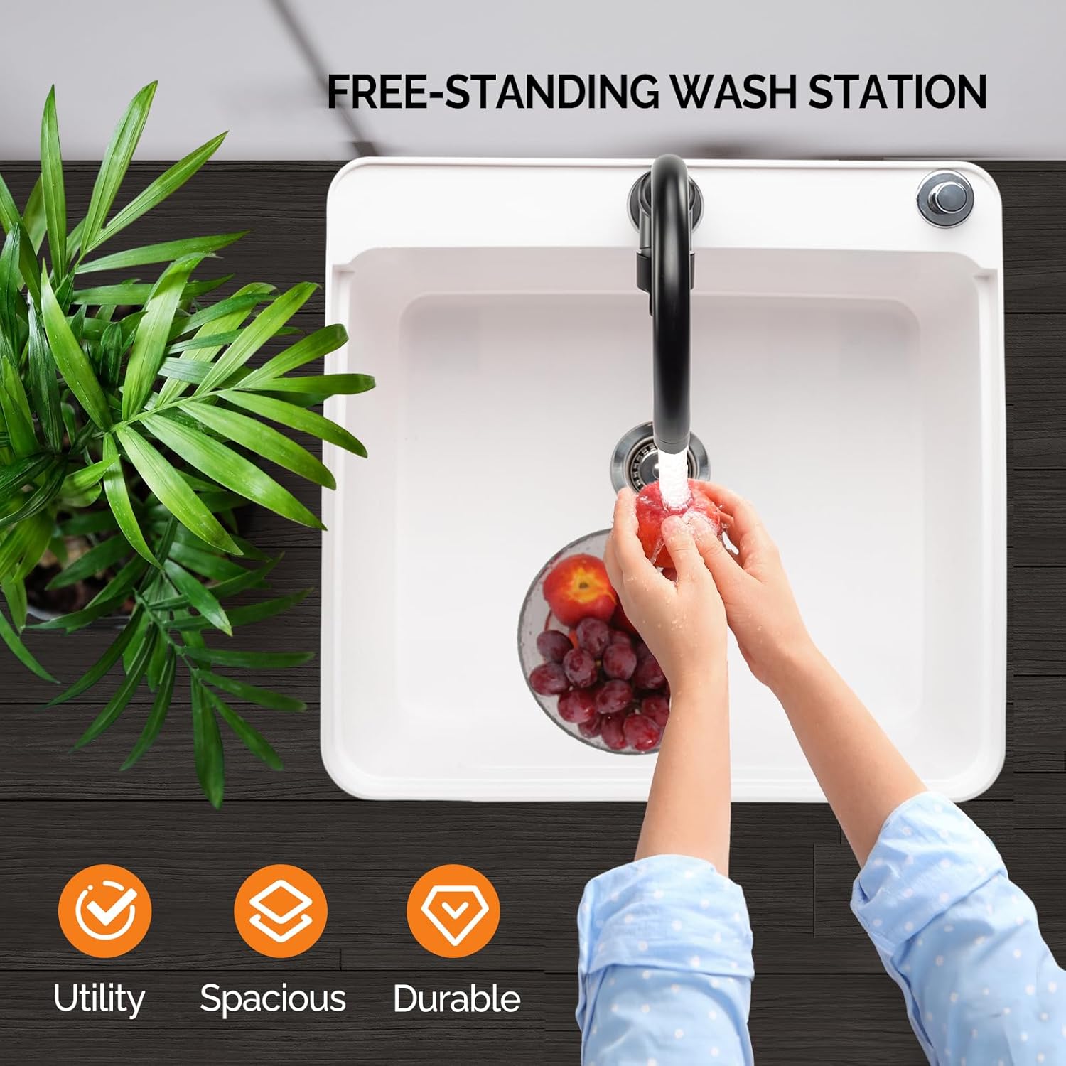 Ktaxon Freestanding Utility Sink Laundry Tub, with Stainless Steel Faucet, for Washing Room