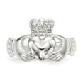 thumbnail image 4 of Sterling Silver Polished CZ Claddagh Ring, 4 of 5