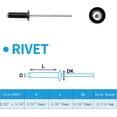 thumbnail image 3 of 120 Pcs Aluminum Blind Rivets, 5/32” x 5/16” Pop Rivets Assortment, Black, 3 of 5
