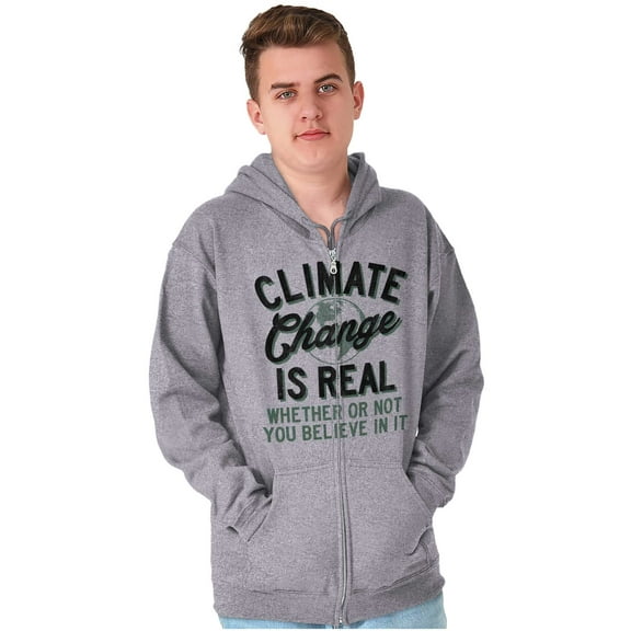 Climate Change Is Real Earth Day Unisex Fleece Graphic Zip Up Hoodie Brisco Brands 2X