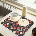 thumbnail image 2 of Yayeee Dish Drying Mat for Kitchen Counter 16" x 18" Microfiber Super Absorbent Coffee Decorative Pad, Red Floral, 2 of 9