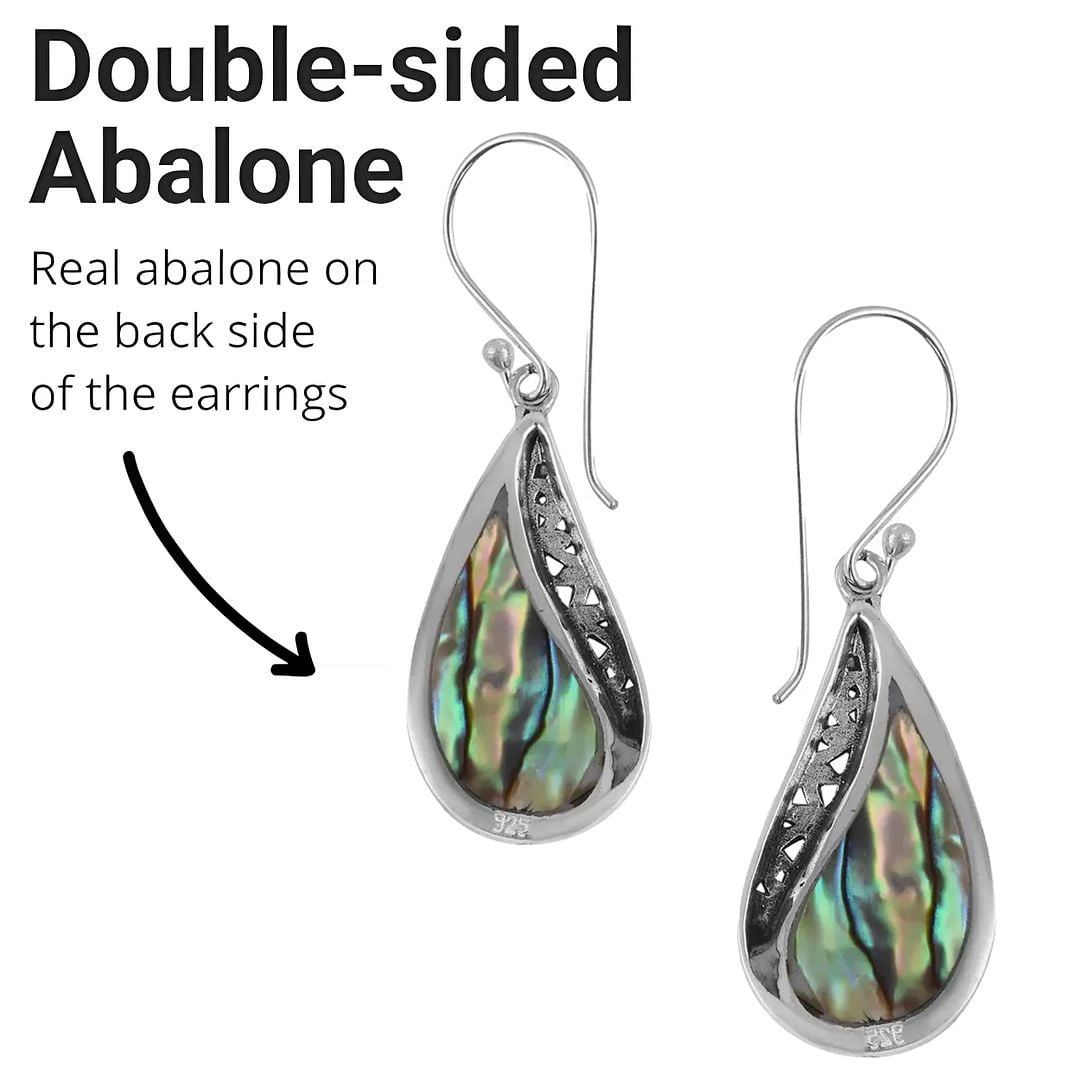 Boho Earrings in 925 Sterling Silver - Unique Abalone Jewelry for Women - Costume Vintage Birthday Gifts Birthday Christmas Gifts