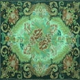 thumbnail image 1 of Ahgly Company Indoor Square Medallion Turquoise Blue French Area Rugs, 3' Square, 1 of 4