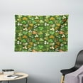 thumbnail image 1 of St. Patrick's Day Tapestry, Lucky Shamrocks Pattern Irish Clover Celebration Day Party Prints, Wall Hanging for Bedroom Living Room Dorm Decor, 60W X 40L Inches, Green and Orange, by Ambesonne, 1 of 2