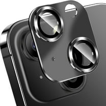 ELEHOLD for iPhone 15 Camera Lens Protector, Case Friendly Scratch Resistant Metal Camera Cover with 9H Tempered Glass Lens Protector Rings Accessories for iPhone 15 - Black