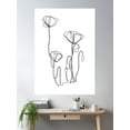 thumbnail image 2 of Black & White Minimalist Drawing Poppies Poster Wall Art, Modern Wall Decor For Living Room Bedroom, 24x36 UNFRAMED, 2 of 3