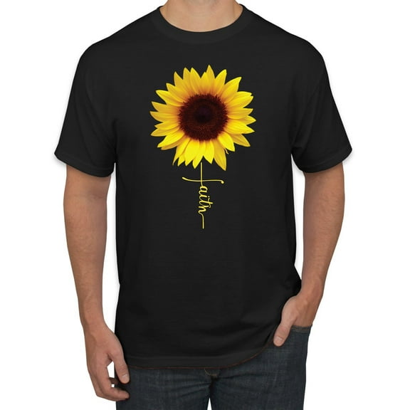 Sunflower Christian Faith Cross Inspirational/Christian Men's Graphic T-Shirt, Black, Small