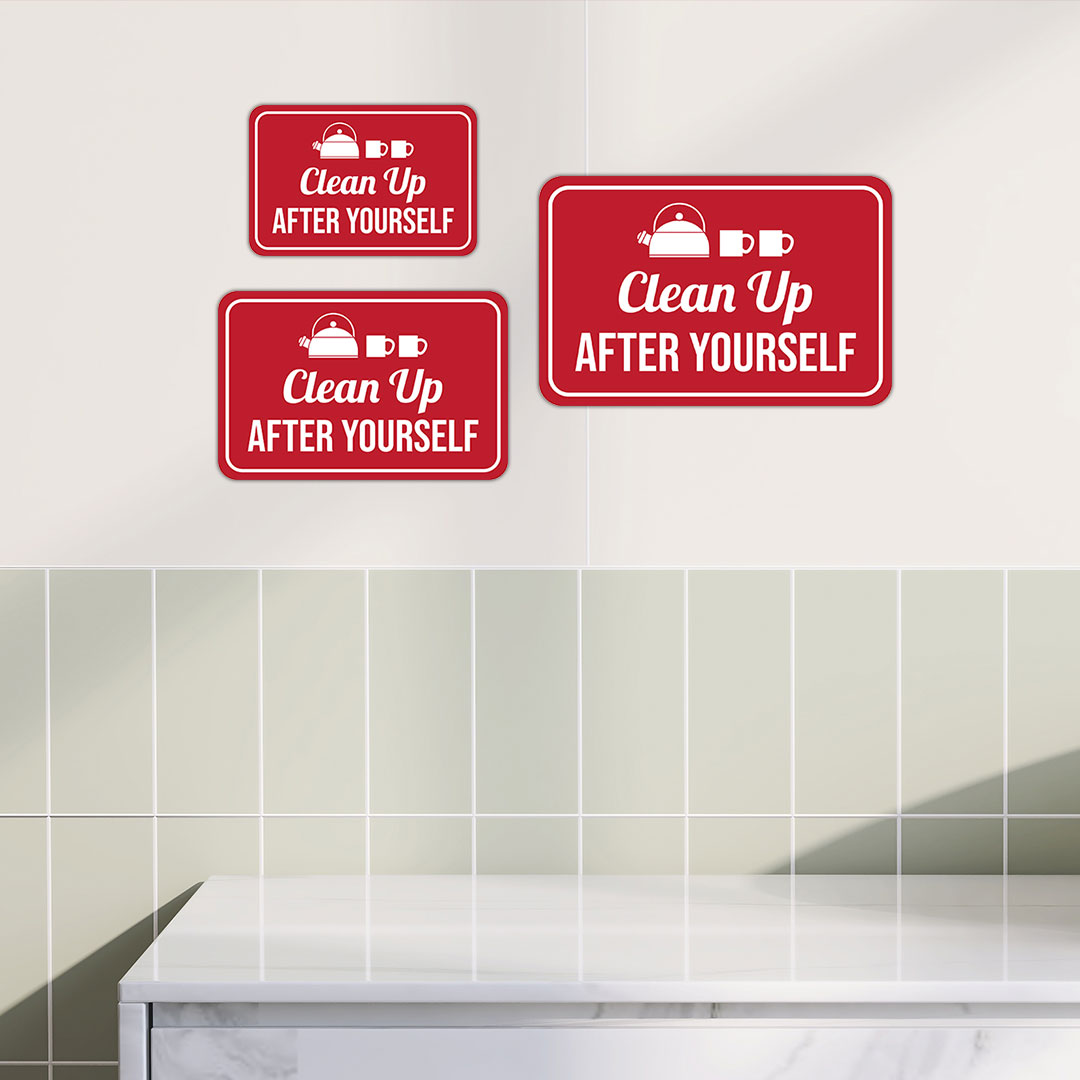 Classic Framed Plus Clean Up After Yourself Wall or Door Sign | Shared Kitchen Cleanliness and Hygiene - Medium