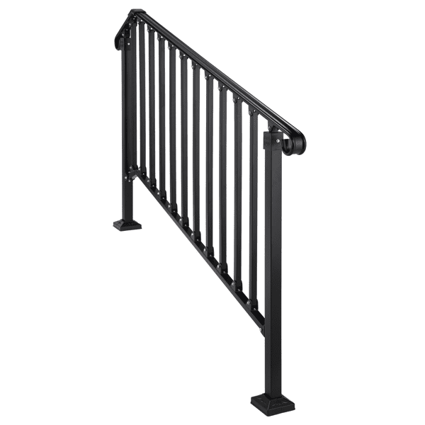 4‑Tier ABS Plastic Handrail for Patio Courtyard Stairs, Matte Black