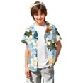 thumbnail image 3 of Abcomgle Boys Button Down Shirt Size 10-12 Button Down Short Sleeve Boys Beach Shirt Summer Floral Print Holiday Boys Shirts,Dark Green,9-10Years, 3 of 5
