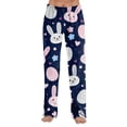 thumbnail image 6 of Hearthz Easter Pajama Pants Woman Cute Rabbit Bunny Print Wide Leg Lounge Pants for Women Baggy Soft Comfy Lightweight Sleep Pants for Women Soft, 6 of 8
