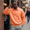 thumbnail image 6 of Hearthz Fleece Men's Polo Sweatshirt Collared Long Sleeve Mens Sweatshirts Fall Winter Warm Mens Big and Tall Sweatshirt Orange XXXL, 6 of 7