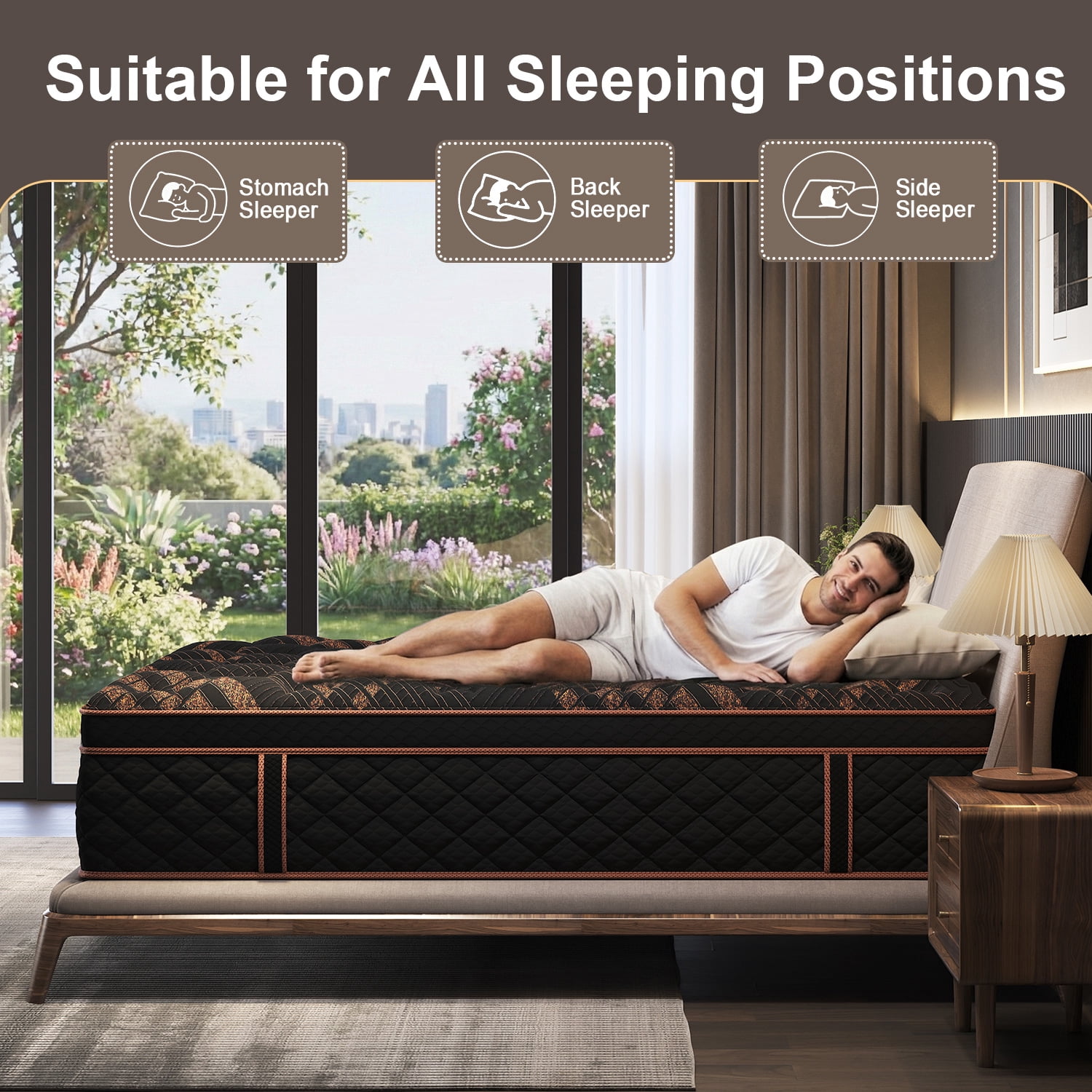 Duchessz 10 inch King Mattress in a Box Gel Memory Foam Pocket Innerspring Medium Firm Hybrid Mattress ,Adult