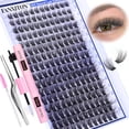 thumbnail image 1 of Kit de extensión de pestañas FANXITON Natural Lash D Clusters 288 piezas, 1 of 8