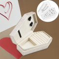 thumbnail image 1 of Caja de joyería de terciopelo, caja de regalo de joyería, estuche de viaje de joyería portátil protector, estuche de almacenamiento de exhibición de beige, 1 of 8