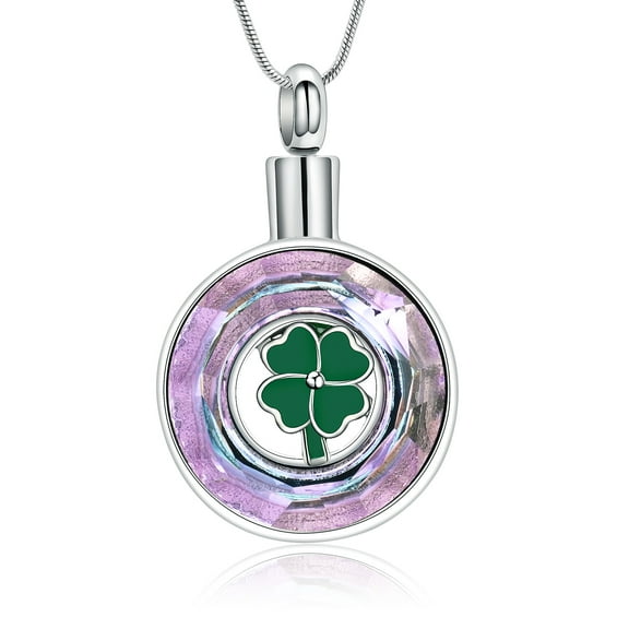 Lucky Four-Leaf Clover Cremation Necklace for Ashes Memorial Jewelry Stainless Steel Urn Pendant Loved Ones Funeral Ashes Holder Keepsake Gift