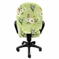 thumbnail image 3 of Nature Office Chair Slipcover, Print of Botanical Themed Wildflowers and Waxwings Bird Dandelion Blossoms, Protective Stretch Decorative Fabric Cover, Standard Size, White Olive Green, by Ambesonne, 3 of 5