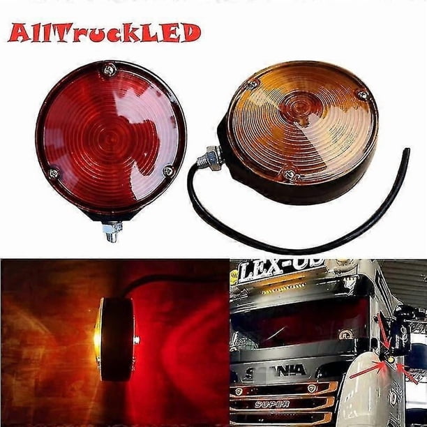 Trailer Truck Lorry Earring Red Amber Mirror Side Marker Lamp With Bulbs 24v For Volvo Truck For Scania Truck For Benz Truck E11-yuyu