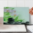 thumbnail image 2 of Spa Cutting Board, Basalt Stones and Orchid with Dew Peaceful Nature Theraphy Massage, Decorative Tempered Glass Cutting and Serving Board, Small Size, Black Pink Green, by Ambesonne, 2 of 5
